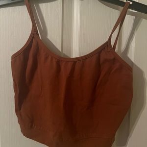brown cropped tank top
